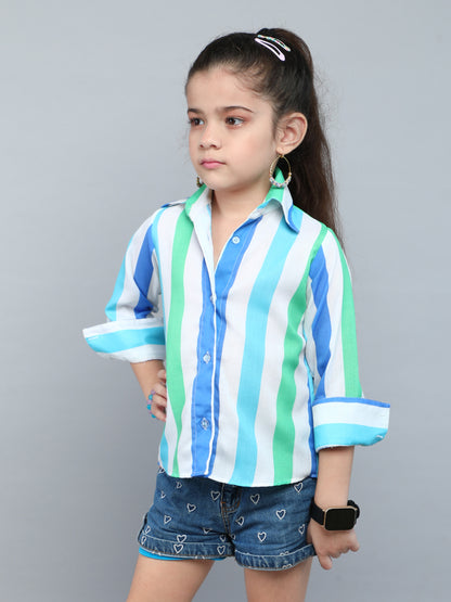 Blue & White Striped Collared Shirt