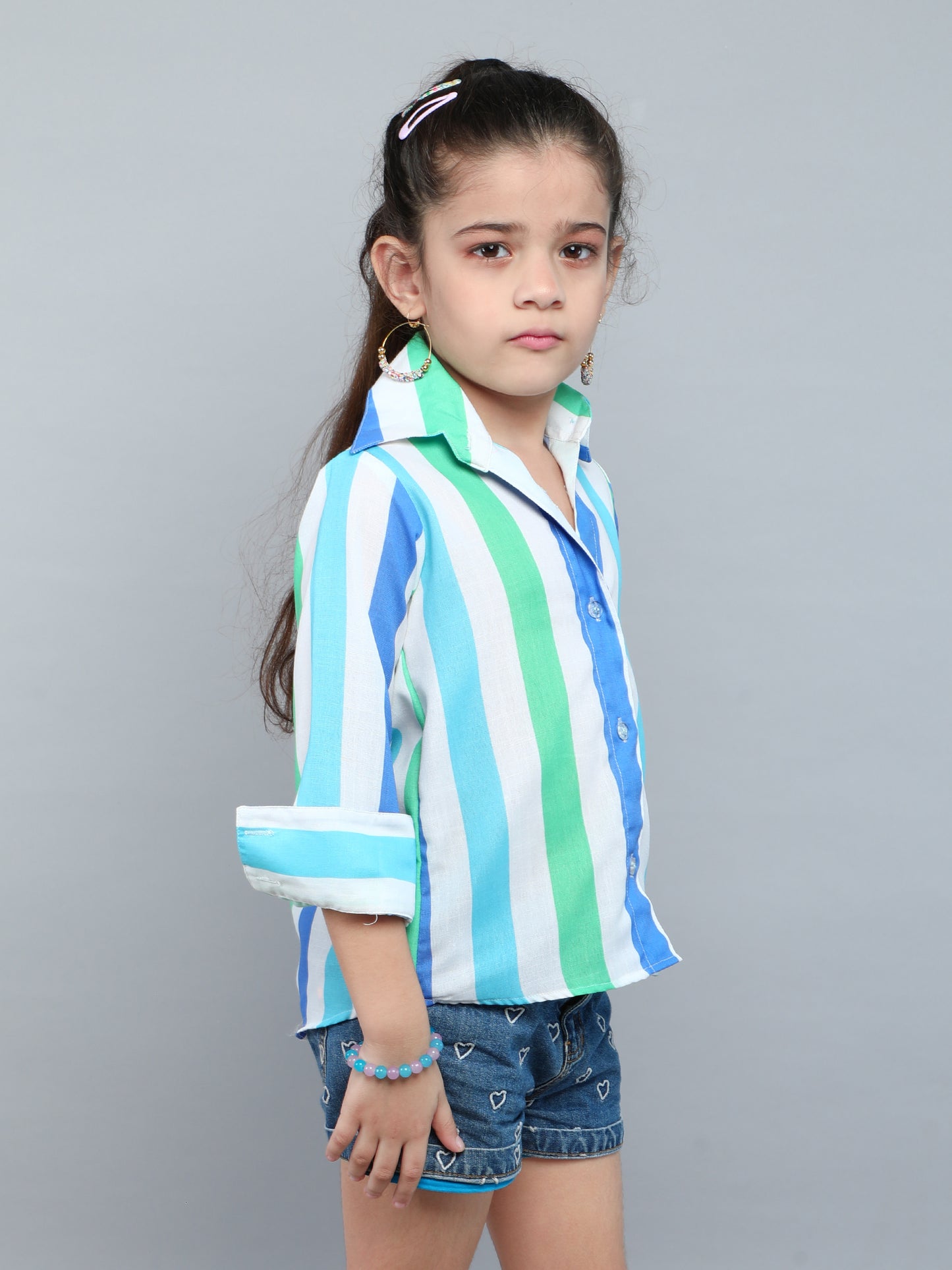 Blue & White Striped Collared Shirt