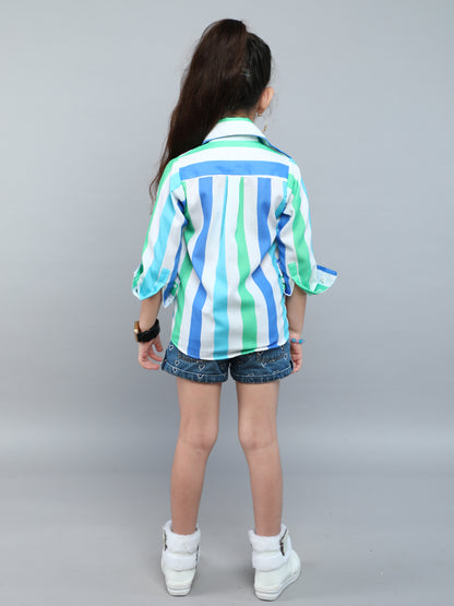 Blue & White Striped Collared Shirt