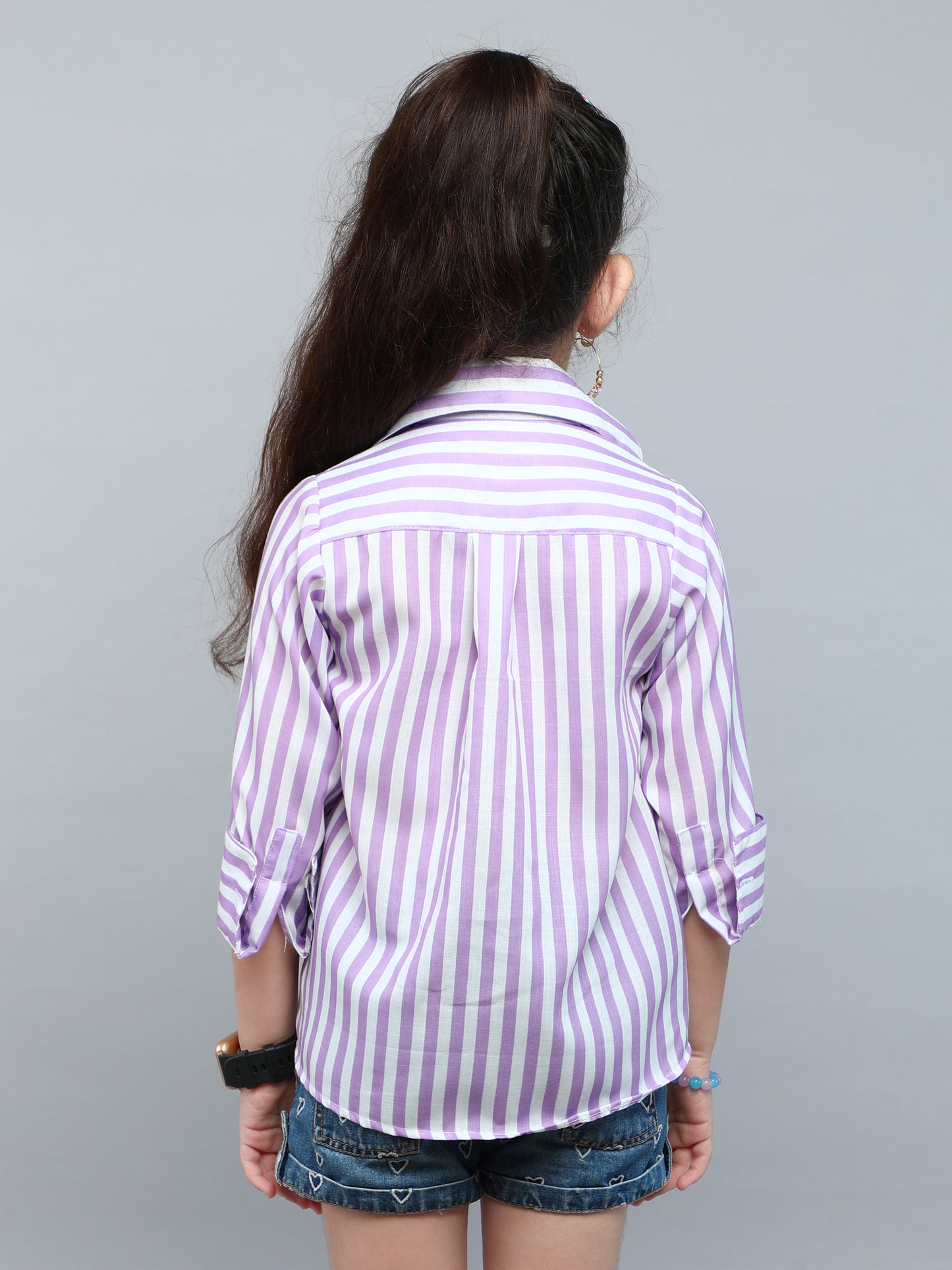Lilac & White Striped Collared Shirt