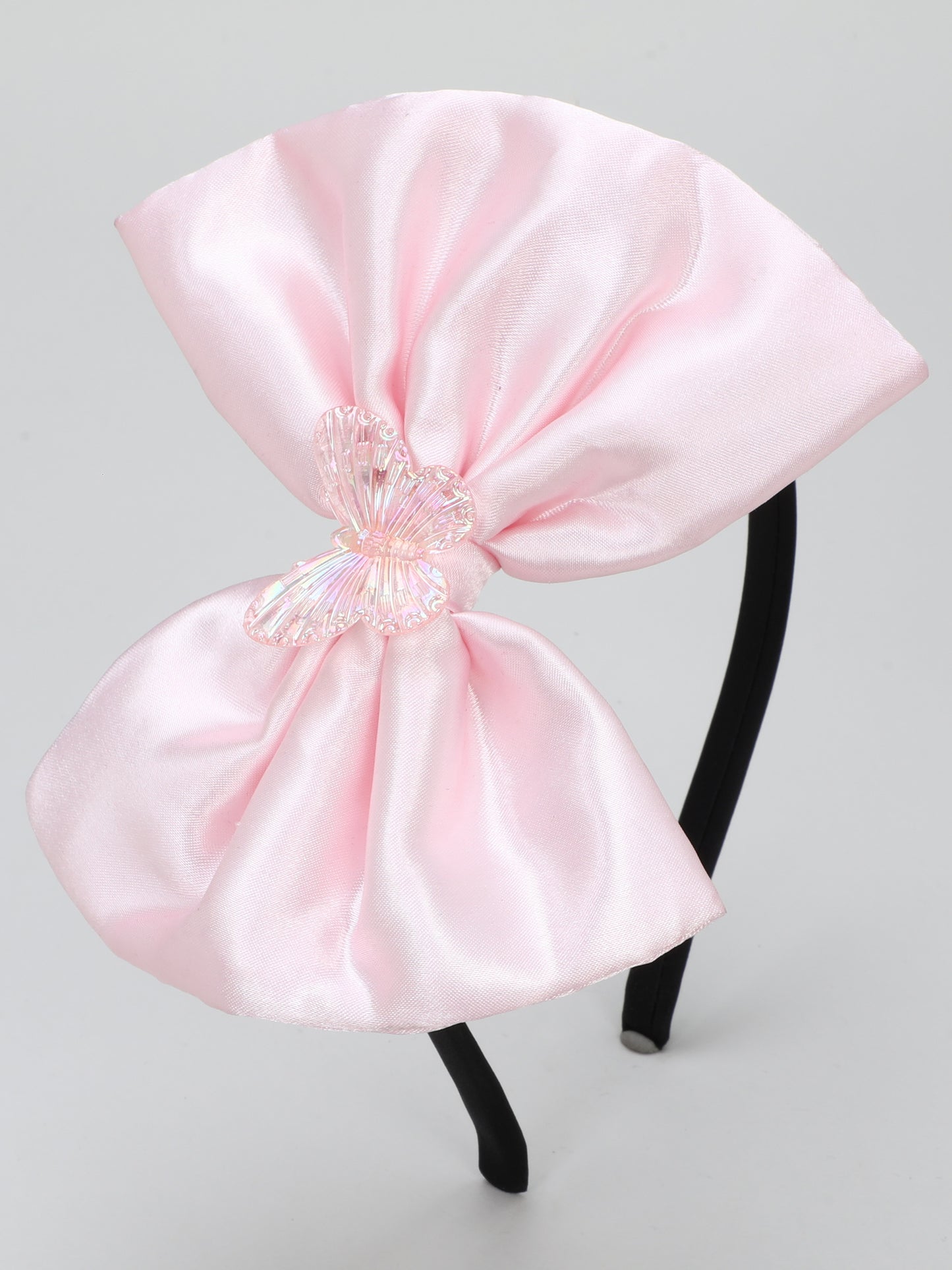 Satin Bow Hairband with Butterfly - Pink