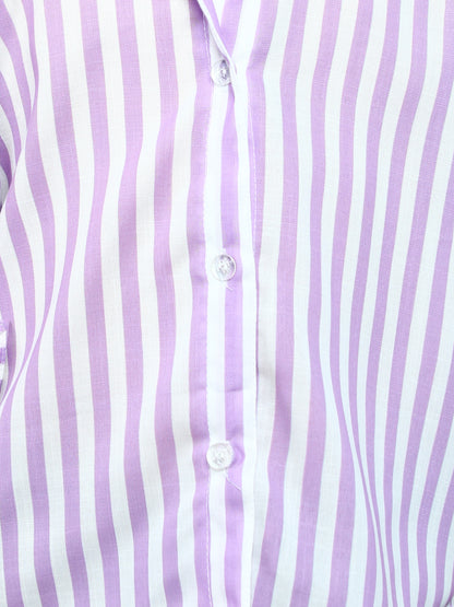 Lilac & White Striped Collared Shirt