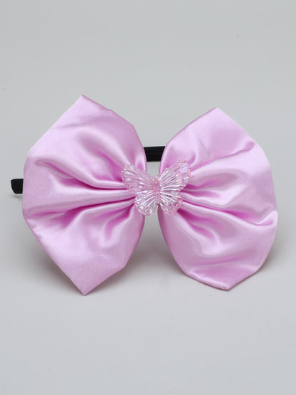 Satin Bow Hairband with Butterfly -Lavender