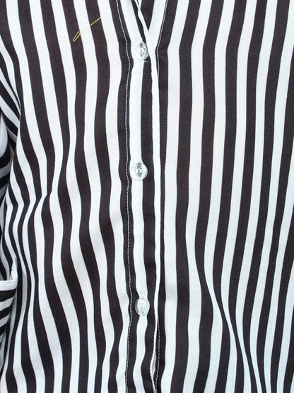 Black & White Striped Collared Shirt