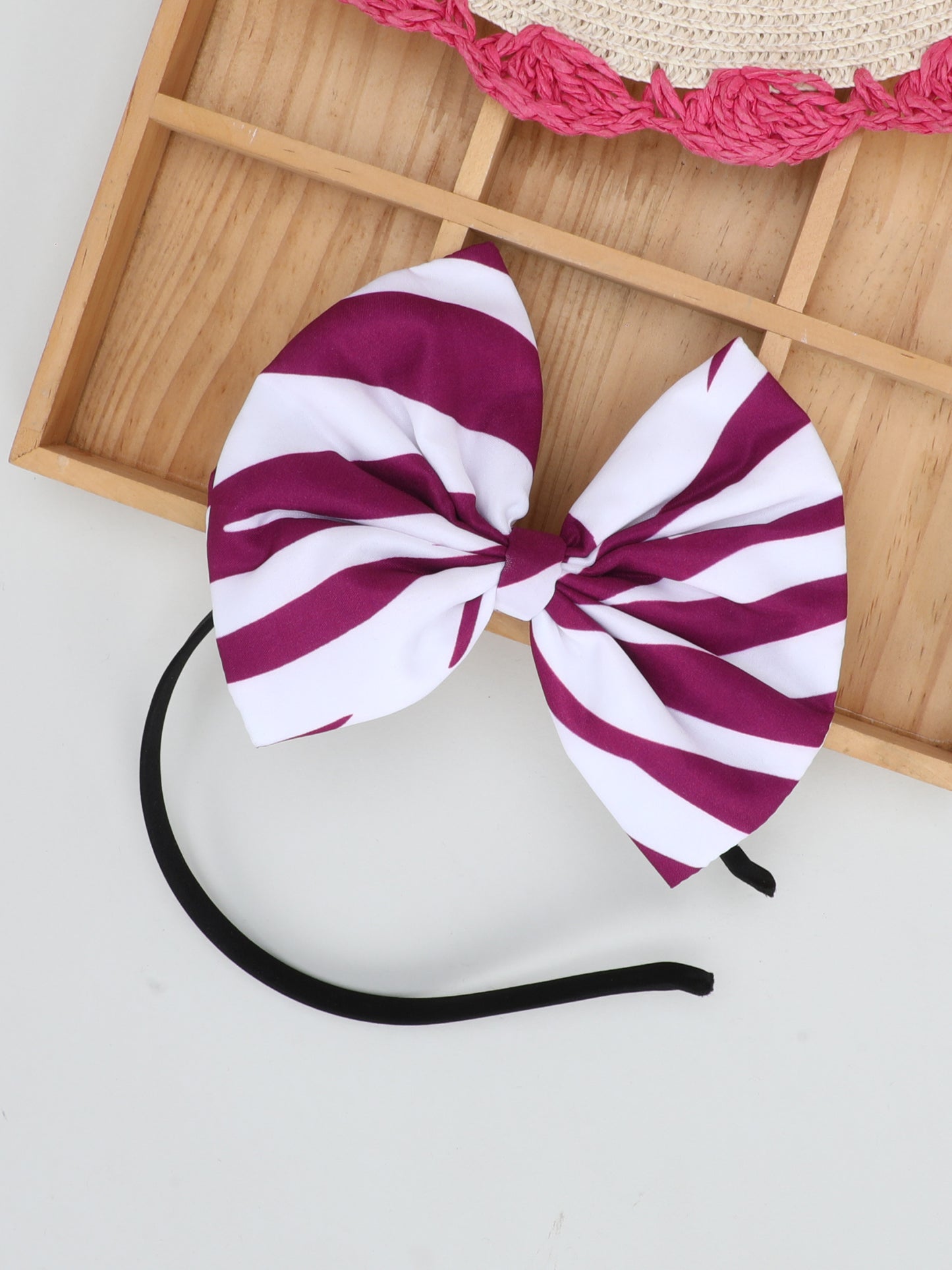 Zebra Bow Hairband- Magenta