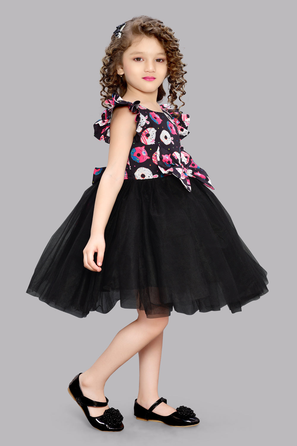 Pink Chick Donut Printed  Party Dress