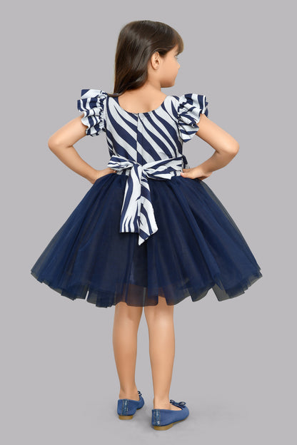 Zebra Dress -Navy Blue