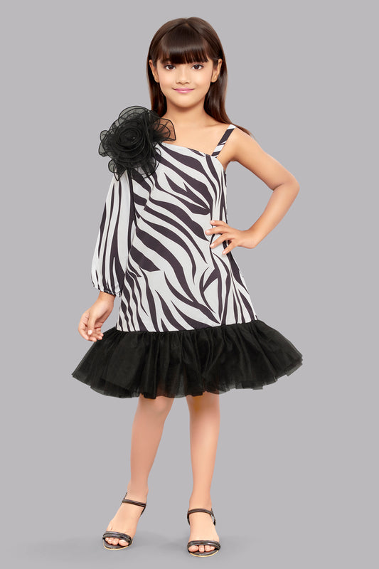 Zebra Aline Dress -Black&White