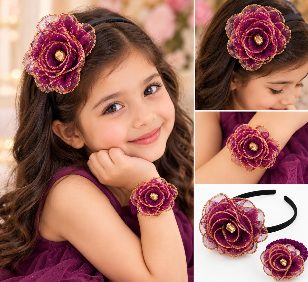 Net Flower and Bracelet Set