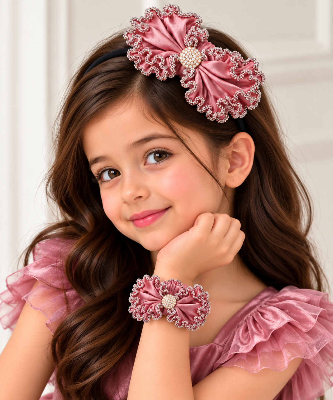 Bow Hairband & Matching Bracelet Set