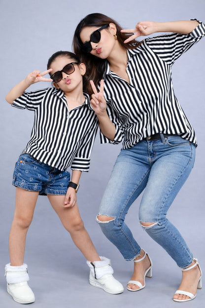 Striped Twinning Cotton Casual Shirt Combo-Black