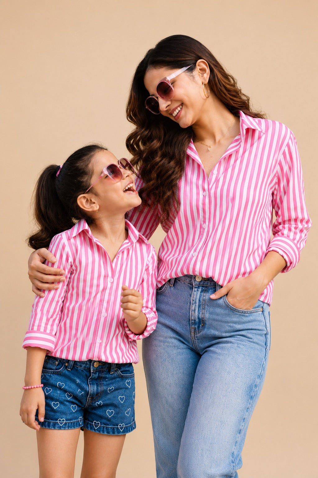 Striped Twinning Cotton Casual Shirt Combo-Pink