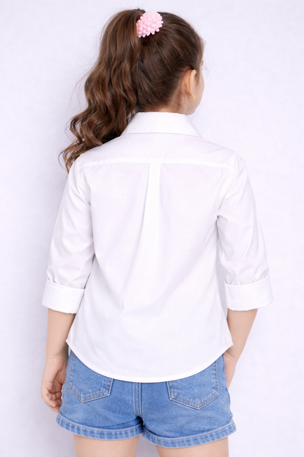 Heart Applique Cotton  Shirt -White