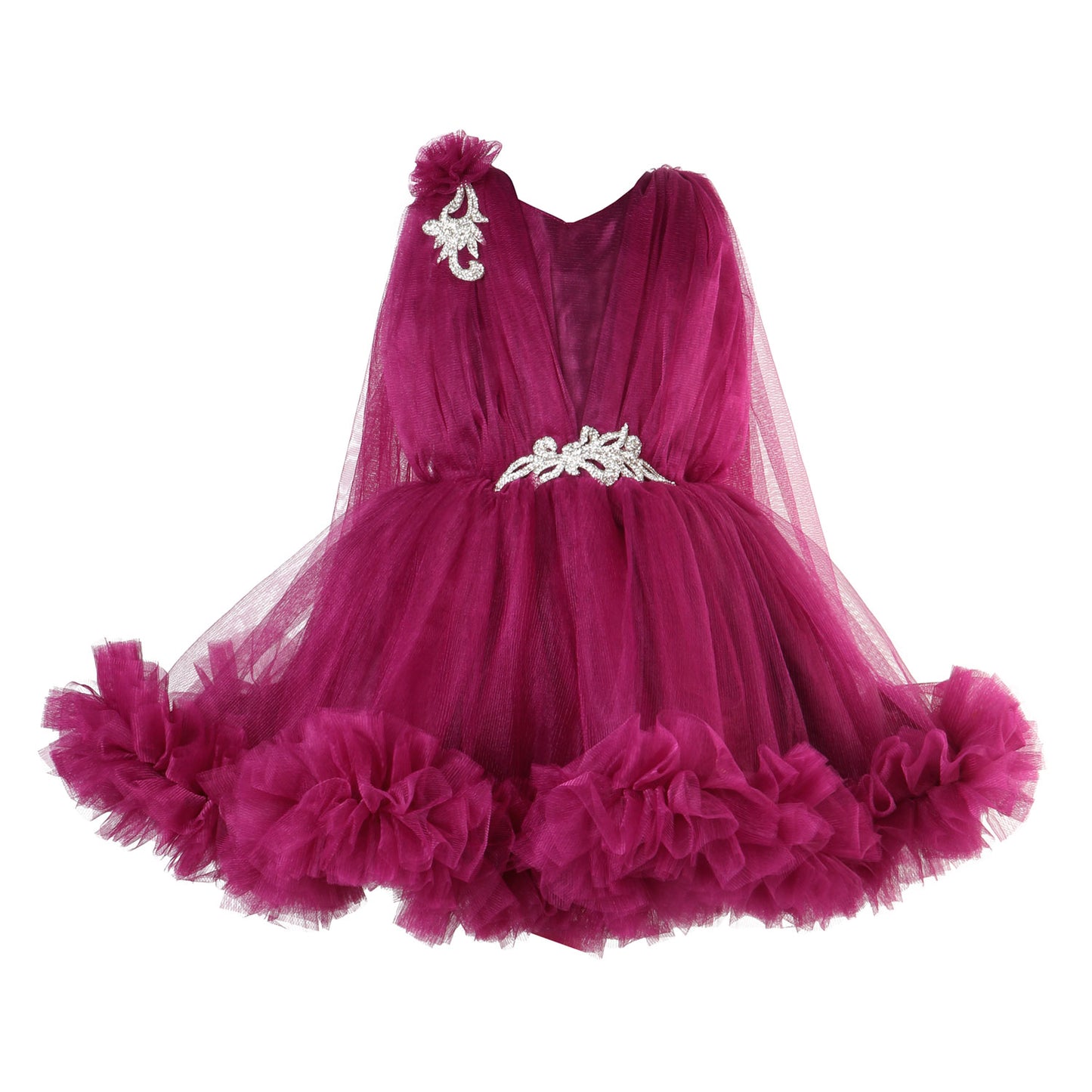 Wine Ruffle Party  Frock