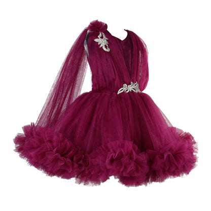 Wine Ruffle Party  Frock