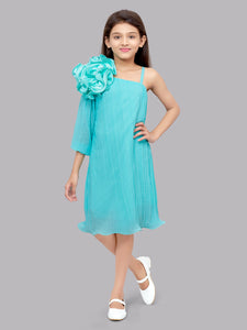 One Shoulder Aqua Aline Dress