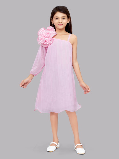 One Shoulder Pink Aline Dress