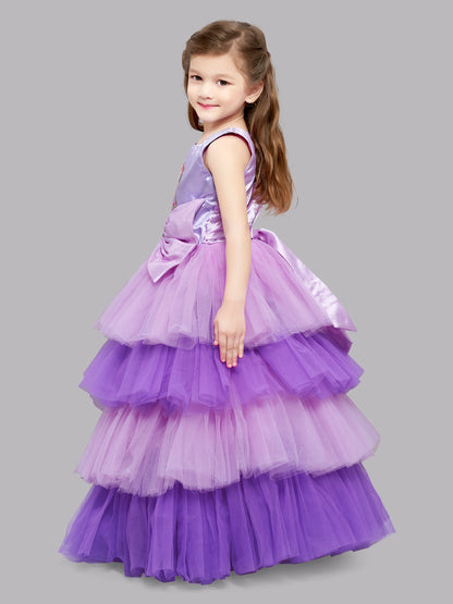 Pink Chick Unicorn Layered Gown-Lavender