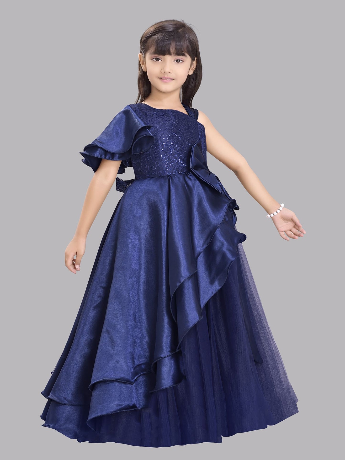 Navy Blue Big Bow  Gown
