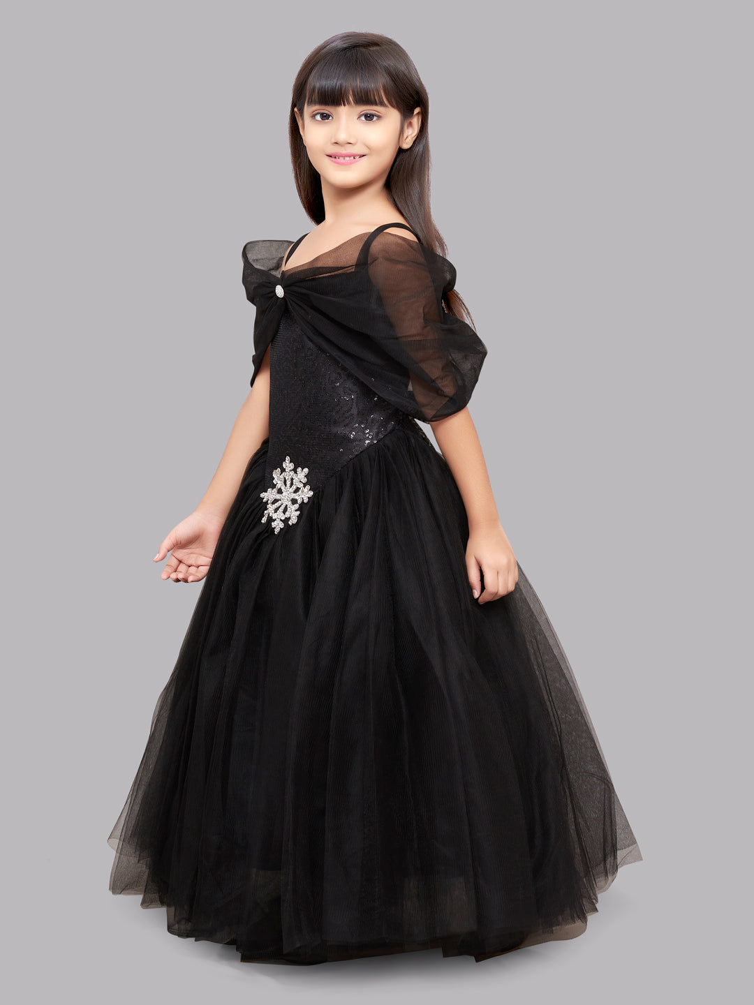 One-Shoulder Voluminous Sleeve Princess Ball Gown Skirt Flower Girl Co –  Sparkly Gowns