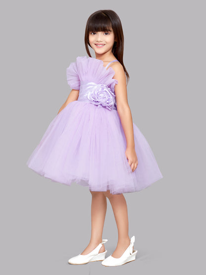 Ruffled Silhouette Party Dress -Lavender