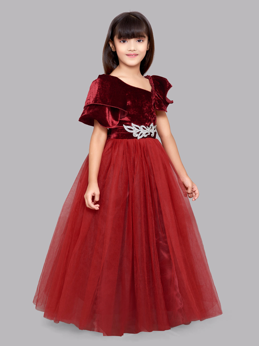 Buy Deep Burgundy Velvet Cutdana Embroidered Evening Gown Online  Gown  party wear Velvet dress designs Evening gowns