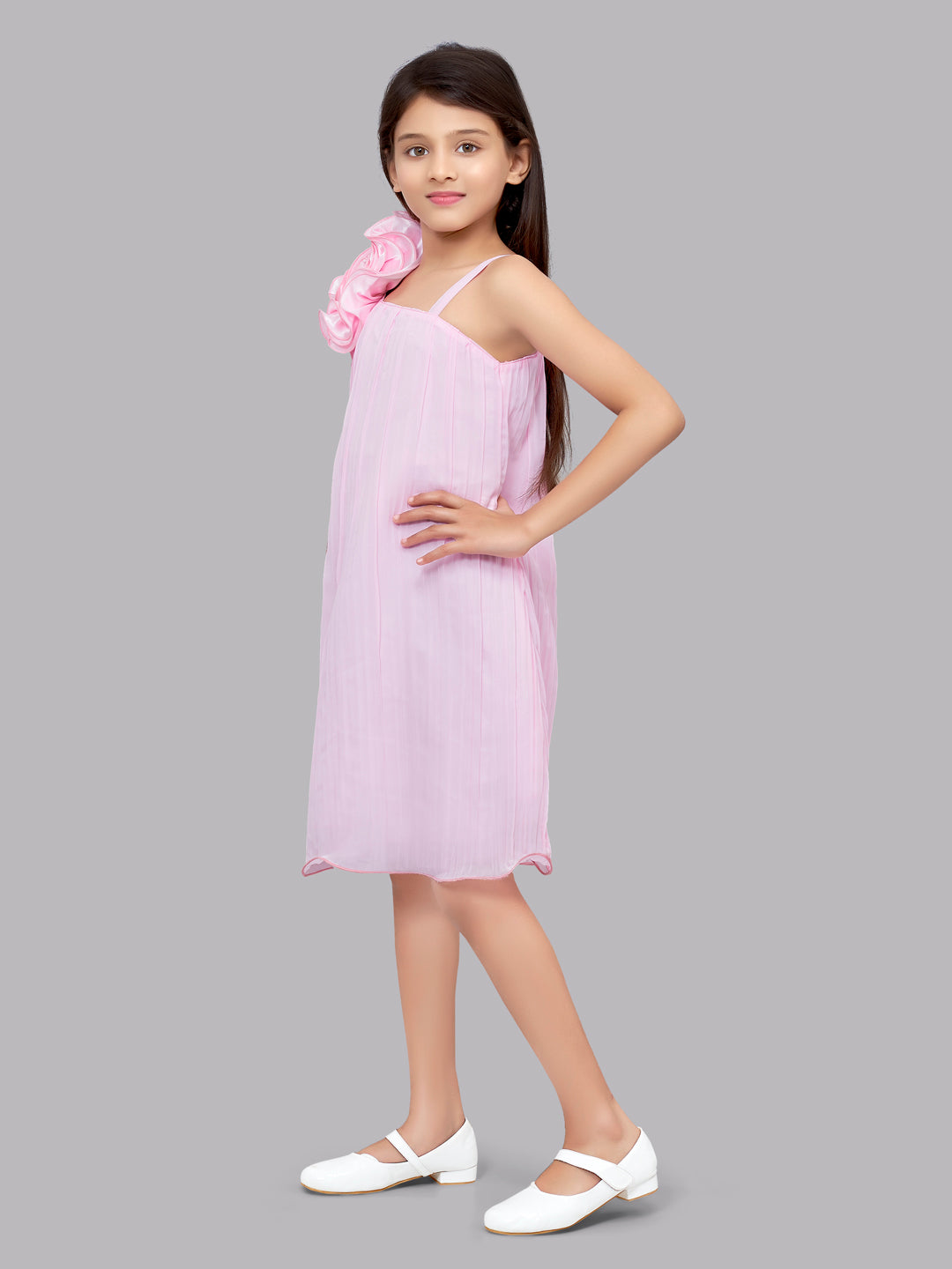 One Shoulder Pink Aline Dress