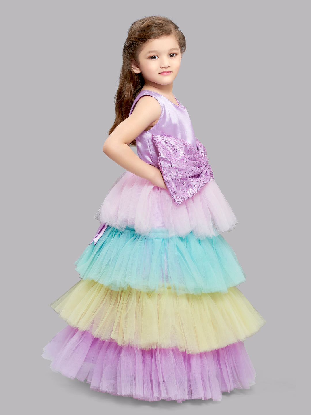 Pink Chick Lavender  Multicolor Unicorn  Layered Gown
