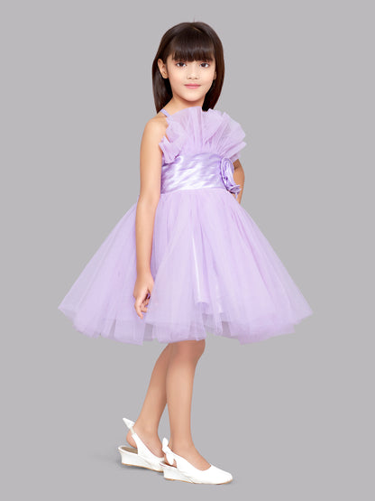 Ruffled Silhouette Party Dress -Lavender