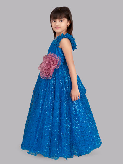 Pink Chick Sequins Gown - Blue