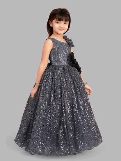 Pink Chick Sequins Gown -Grey