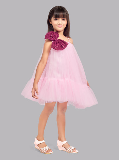 One Shoulder Asymmetrical  Dress -Pink