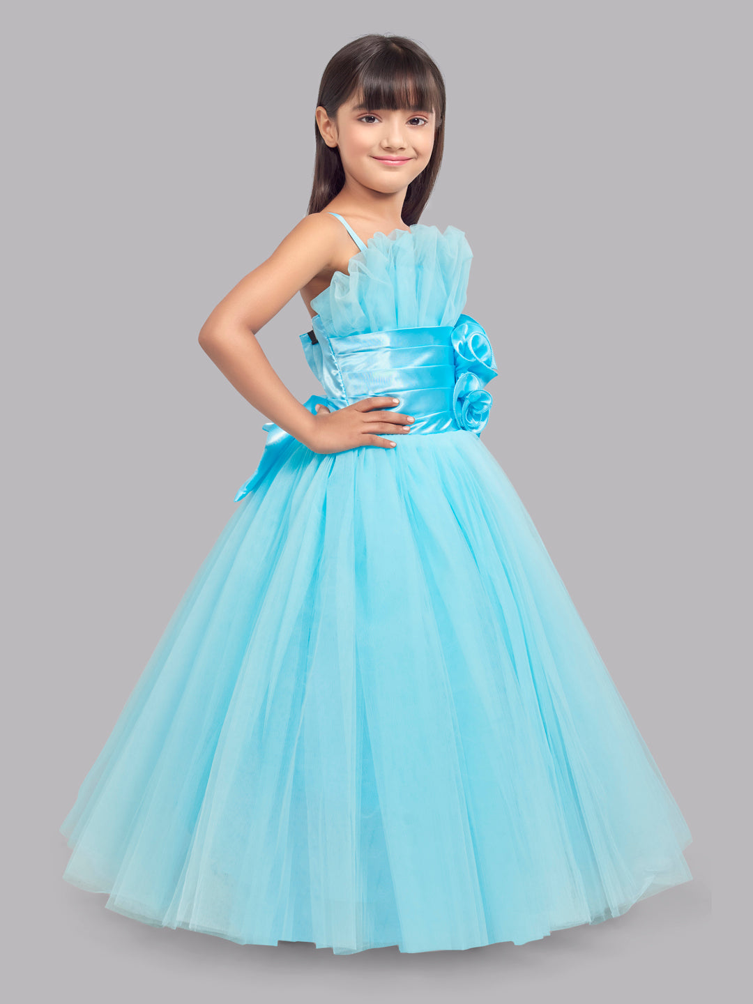 Copy of Ruffled Silhouette Party Gown - blue