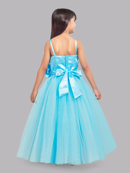 Ruffled Silhouette Party Gown - Blue