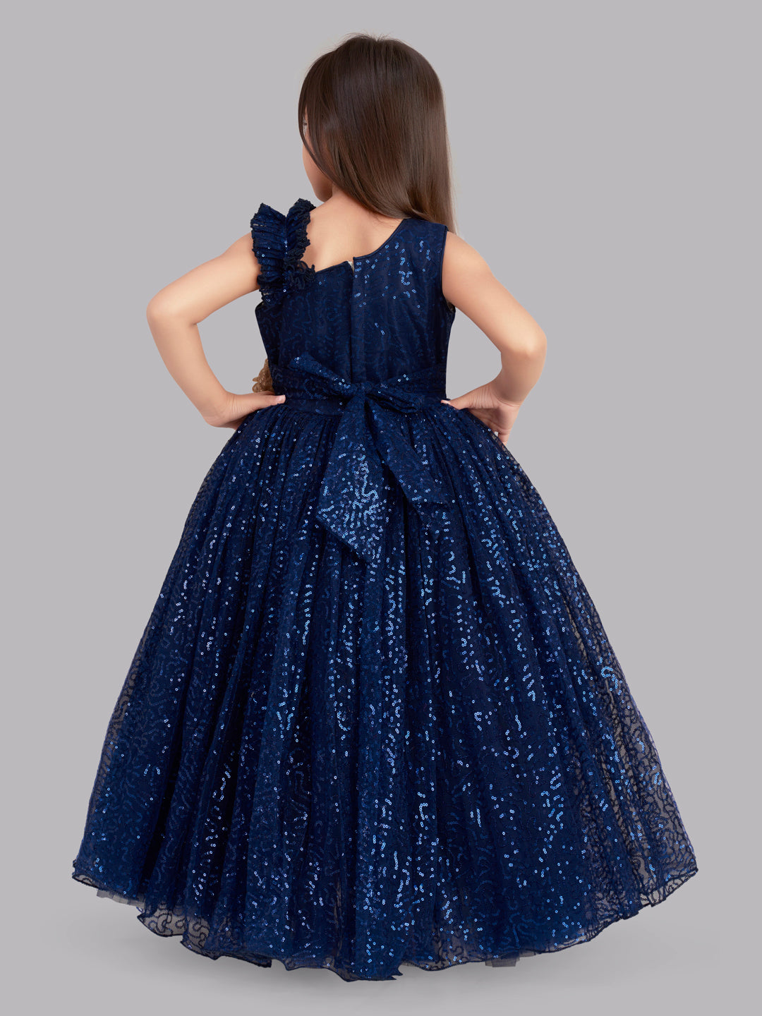 Pink Chick Sequins Gown -Navy Blue