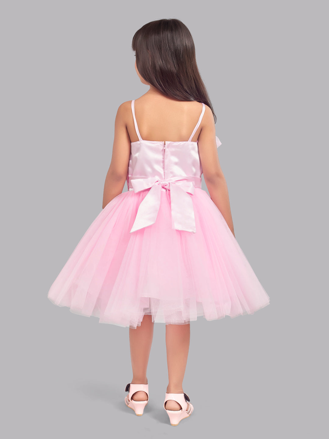 Ruffled Silhouette Party Dress -Pink