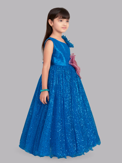 Pink Chick Sequins Gown - Blue