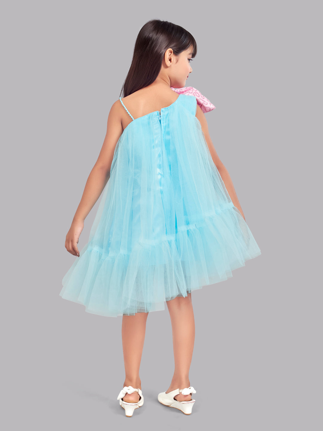 One Shoulder Asymmetrical  Dress -Blue