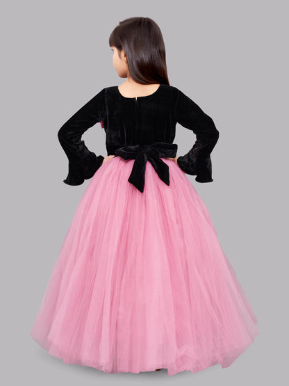 Pink Chick Black Velvet and Rose Jacket Style Gown