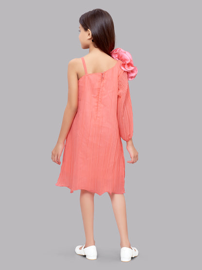 One Shoulder Coral Aline Dress
