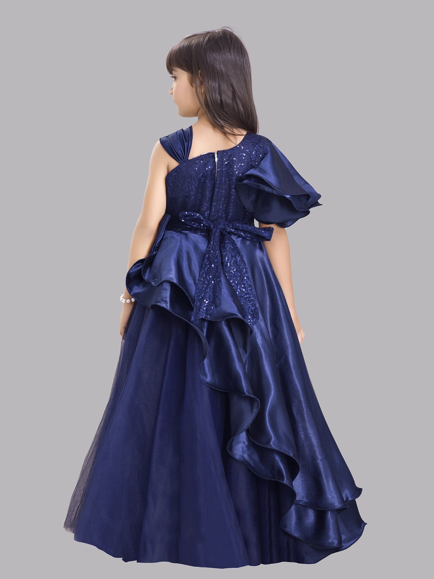 Navy Blue Big Bow  Gown