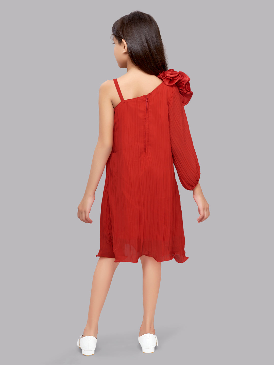 One Shoulder Red Aline Dress