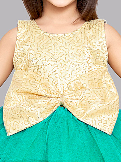 Gold Sequins and Teal Layers Party Dress