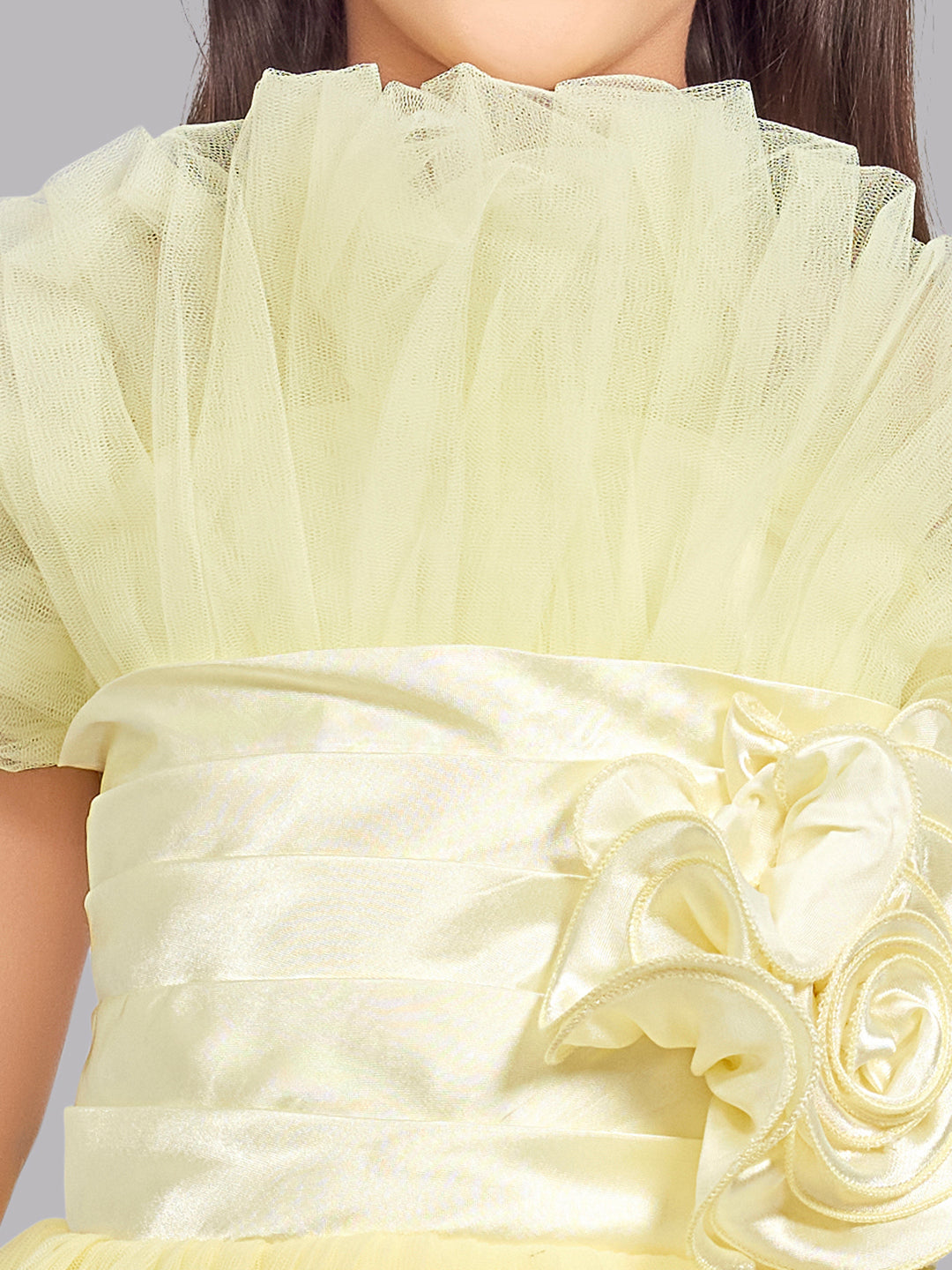 Ruffled Silhouette Party Dress -Yellow