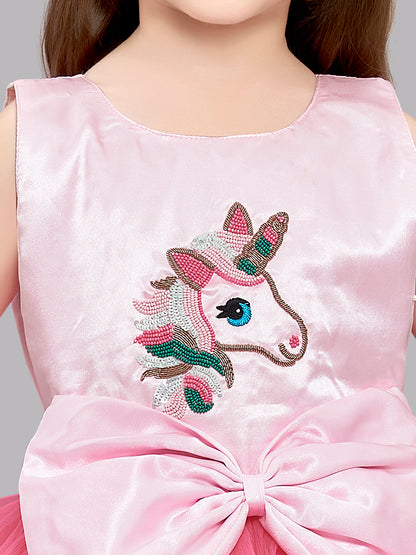 Pink Chick Unicorn Layered Gown-Pink