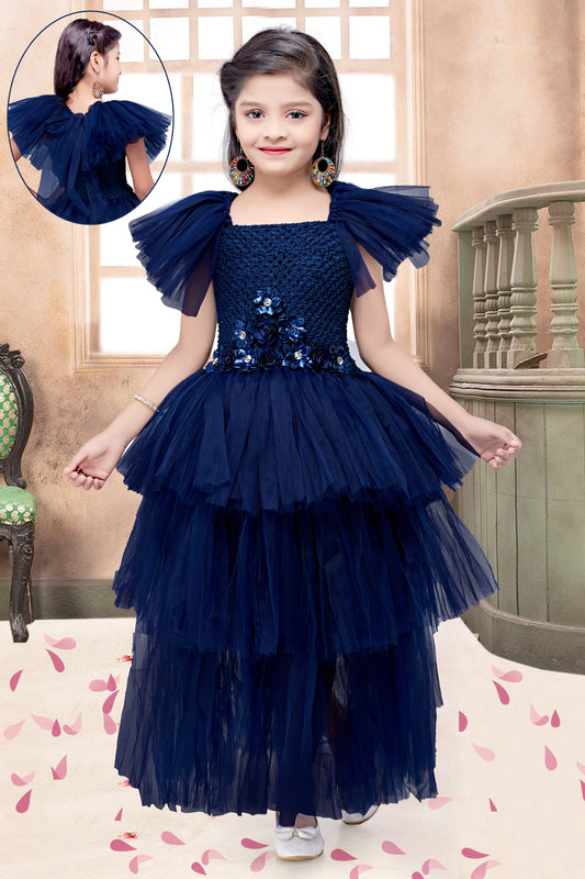 Navy Blue  Layers Gown