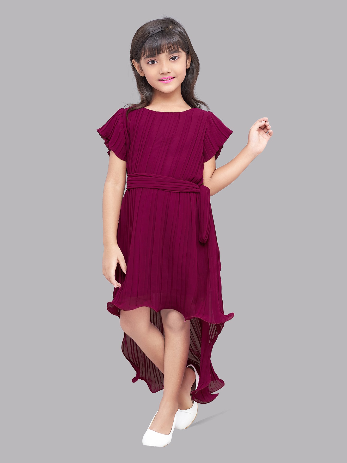 Burgundy  Pink Chick High Low Dress