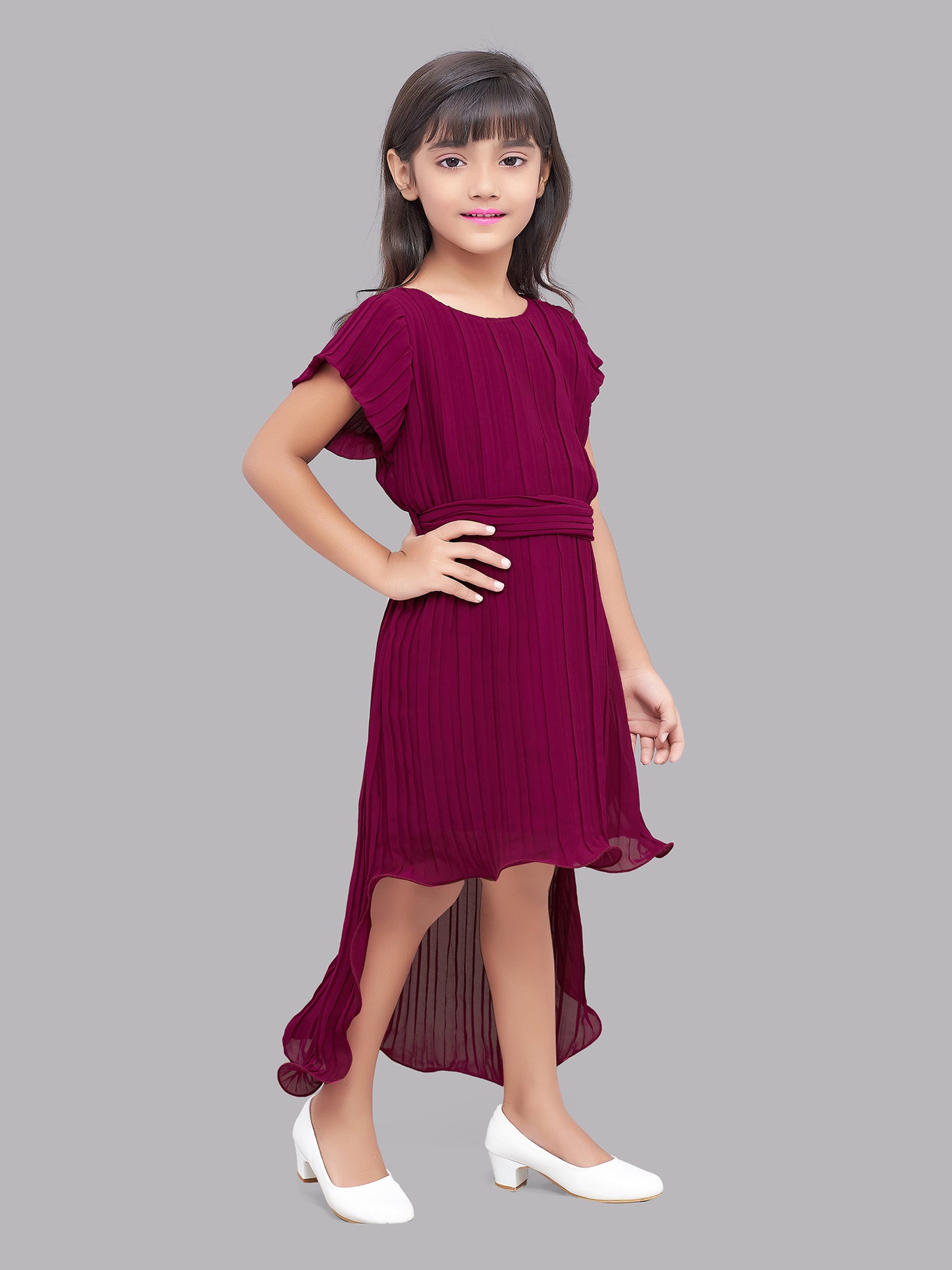 Burgundy  Pink Chick High Low Dress