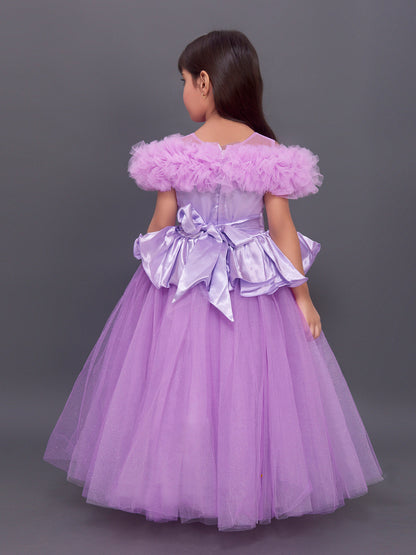 Off Shoulder Lilac Peplum  Gown