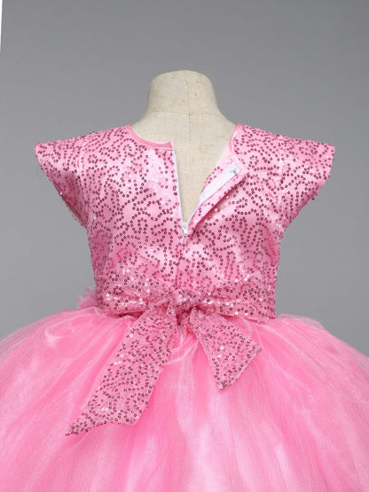 Pink Sequins Party  Frock